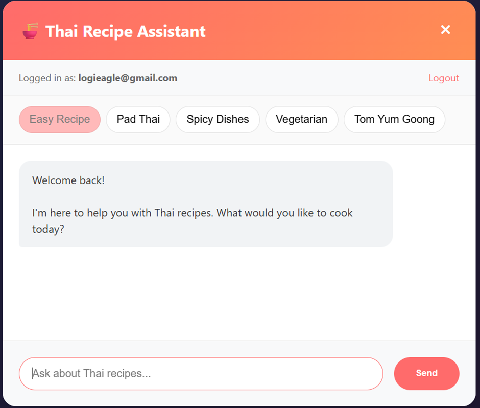 Thai Recipe Assistant Chat Interface