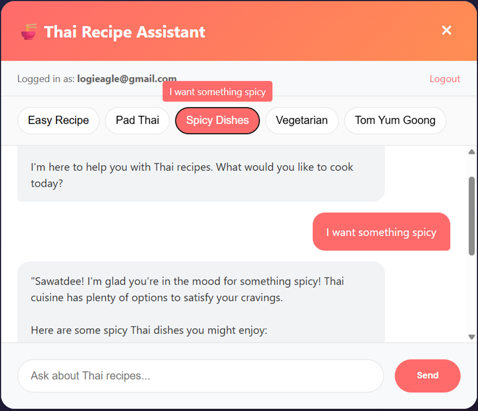 Thai Recipe Assistant Spicy Dishes Chat